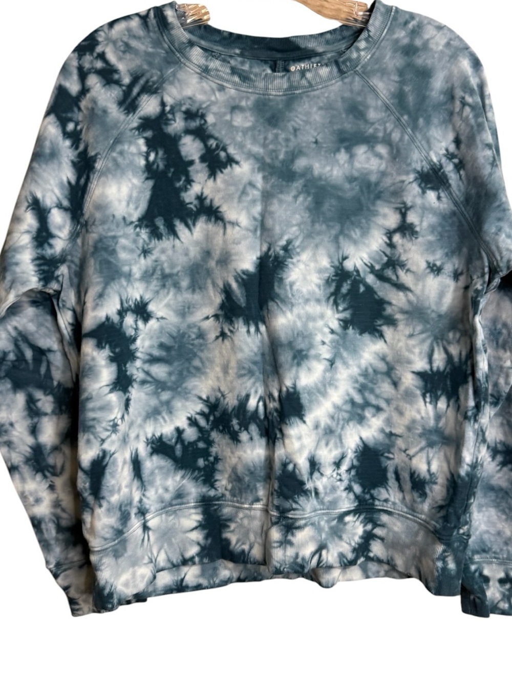 Athleta teal Blue tye-dye Crewneck Pullover